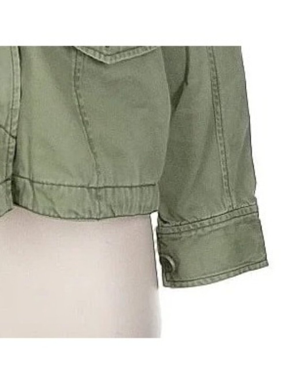 Abercrombie Green Floral Embroidered Utility Jacket | Military Boho Indie Sleaze - Picture 10 of 14